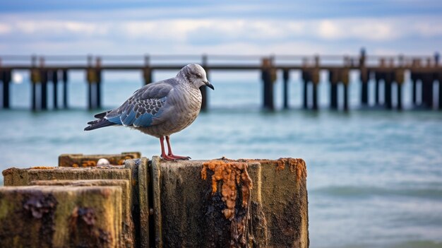 Stereotype photography seagull on pier with naturalistic poses