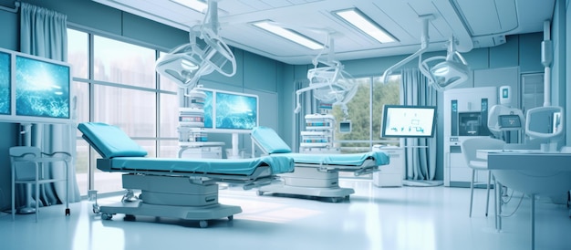 病院内の無菌で設備の整った最新の手術室 生成 AI