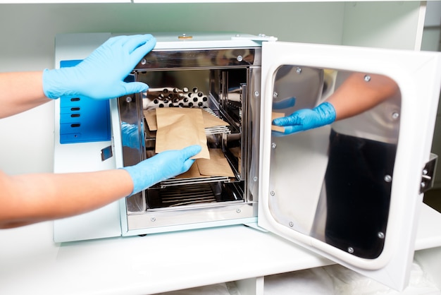 A sterilizer in the medical office and beauty salons.