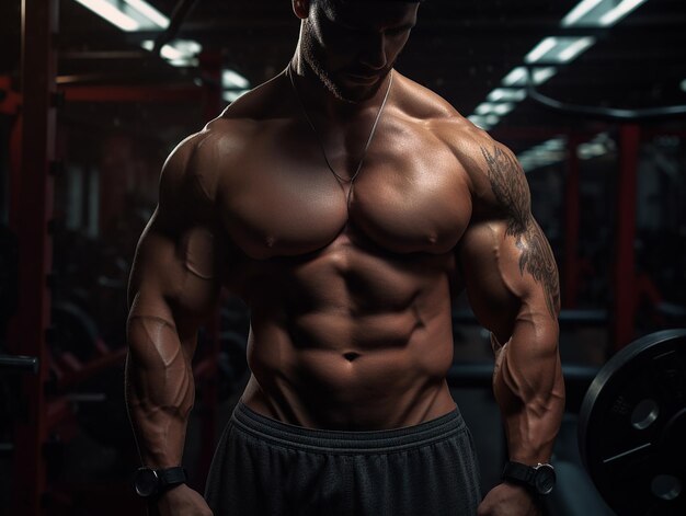 Sterke man bodybuilding sportschool foto