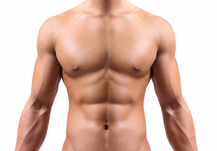 Foto sterke torso van een jonge man op wit