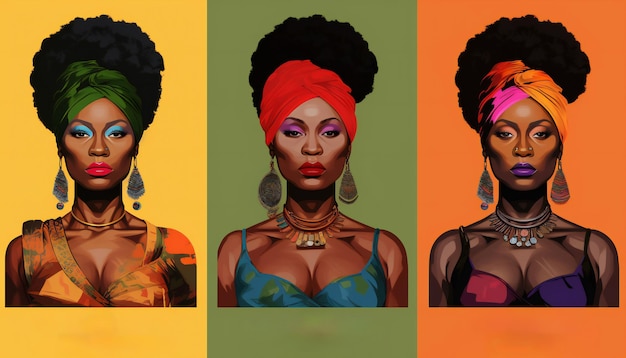 Sterke trotse zwarte vrouwen digitale kunstposterserie