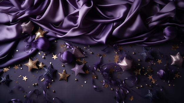 Foto sterren geïsoleerd op een violette achtergrond feestelijke achtergrond platte stijl met minimalistisch ontwerp banner of partij uitnodiging