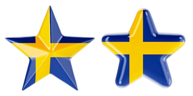 Sterren met Zweedse vlag 3D-rendering