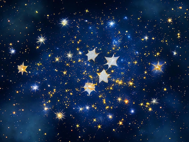 Foto sterrenbeeld samengesteld in de vorm van bloemen met ruimte achtergrond