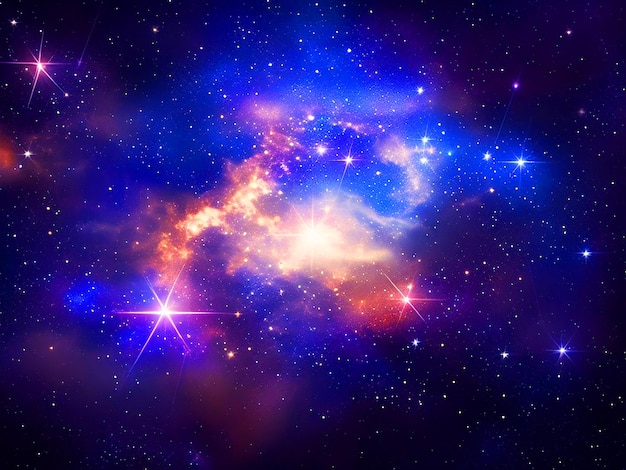 sterrenstelsel achtergrond met sterren en kosmische elementen gloeiend en schitterend beeld