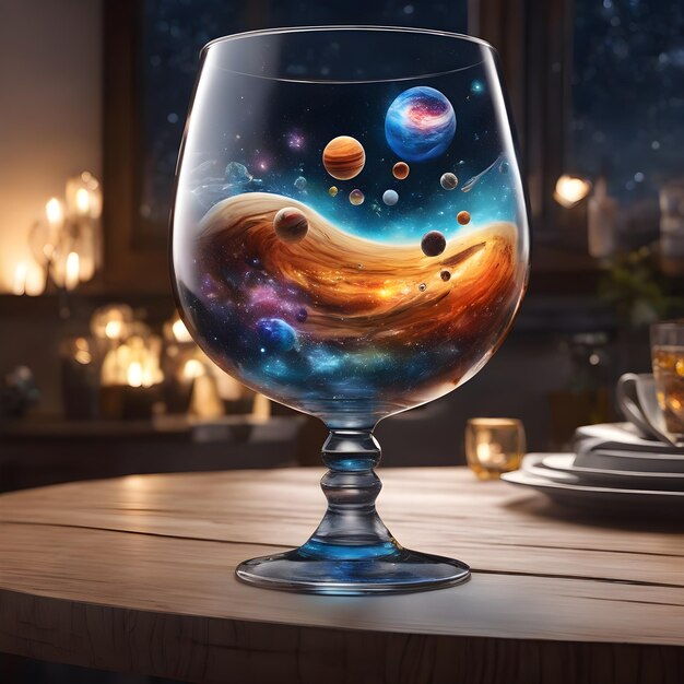 Foto sterrenstelsels in een glas