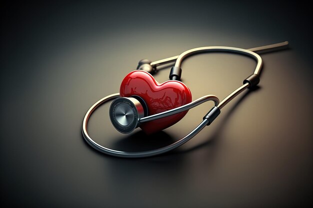 Stethoscoop en een rood hart