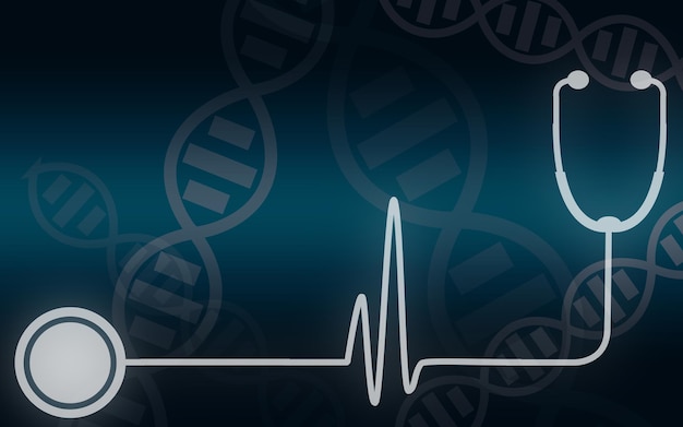 Stethoscoop met DNA-structuurachtergrond