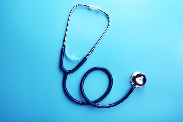 stethoscope on blue background