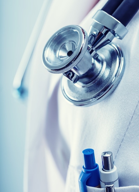 Stethoscope. Doctor  holding a stethoscope ready to listening  heartbeat.