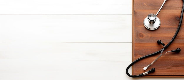 Photo stethoscope on doctor office desk white background