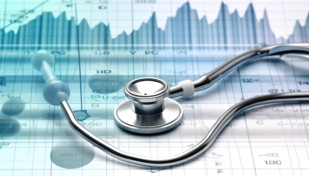 Stethoscope on a financial chart background