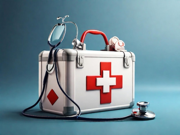 Stethoscope and first aid kit