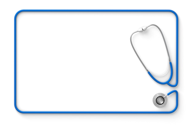 Stethoscope in the form of a rectangular frame template for a message isolated on white background