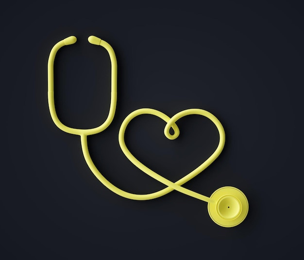 stethoscope heart shape symbol 3d render