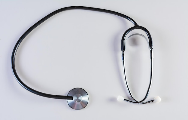 Stethoscope on isolated background Medical stethoscope top view isolated