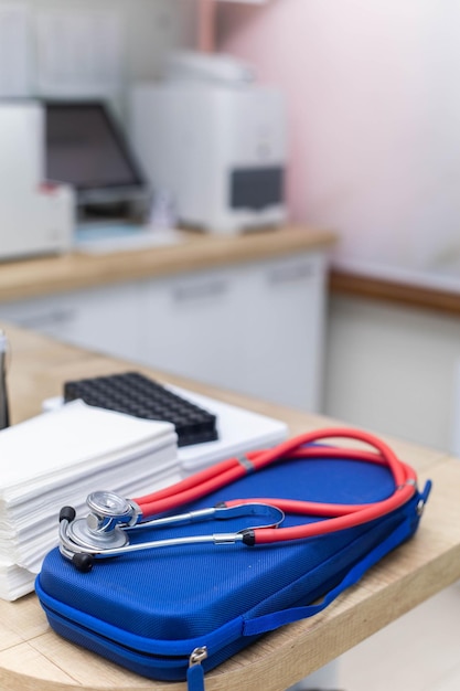 stethoscope on the medical table