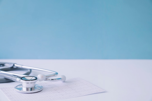 Stethoscope and notebook paper