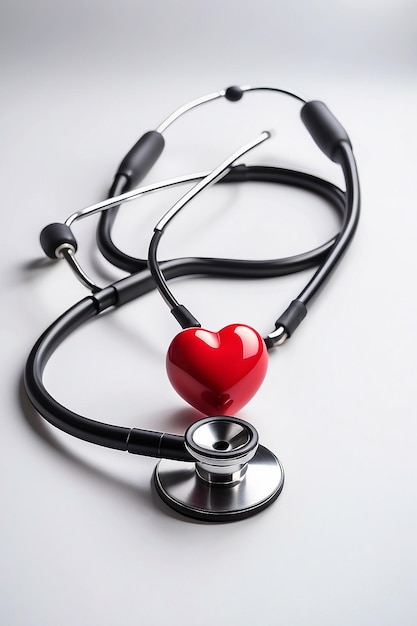 Stethoscope and red heart symbol of health day and good healthy life