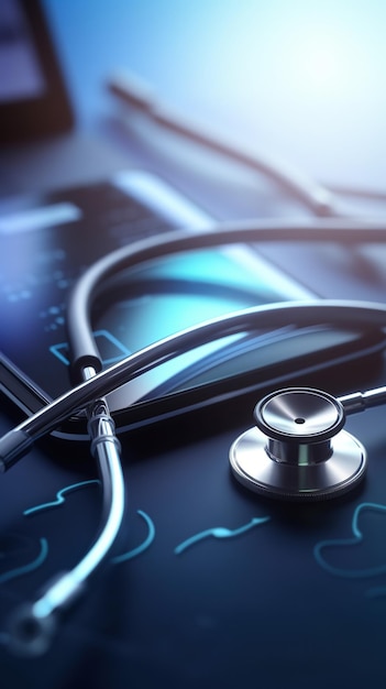 A stethoscope sits on a table next to a stethoscope.