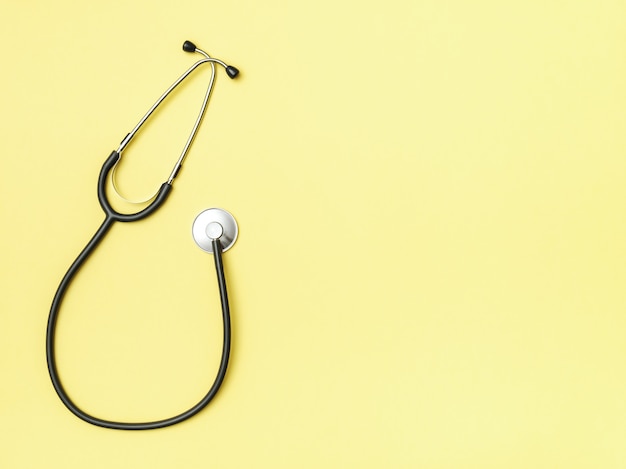 Stethoscope and space for text on color background