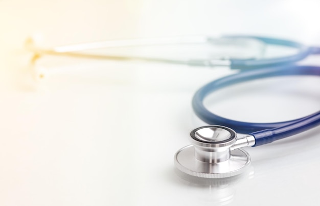 Stethoscope on table Medical or science with soft light background