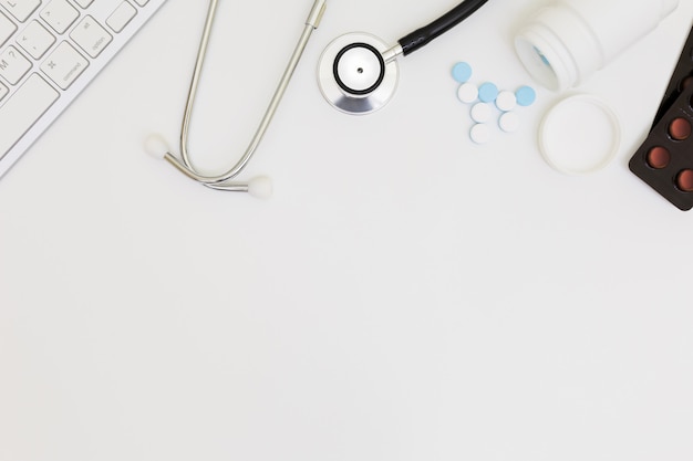 Stethoscope, Top view of doctor's desk table