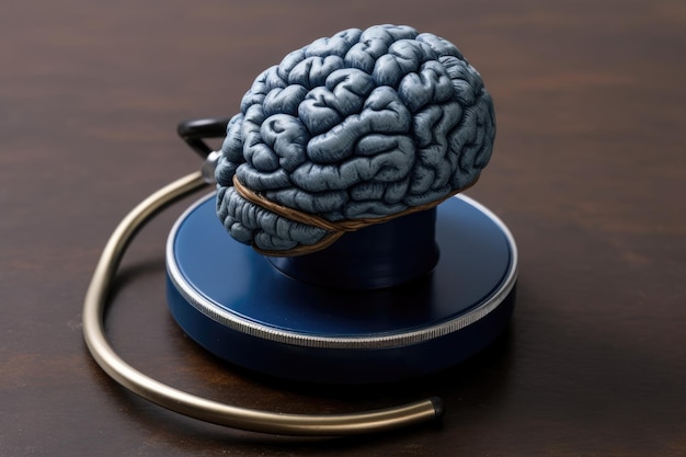 Photo stethoscope with a model of a brain on it