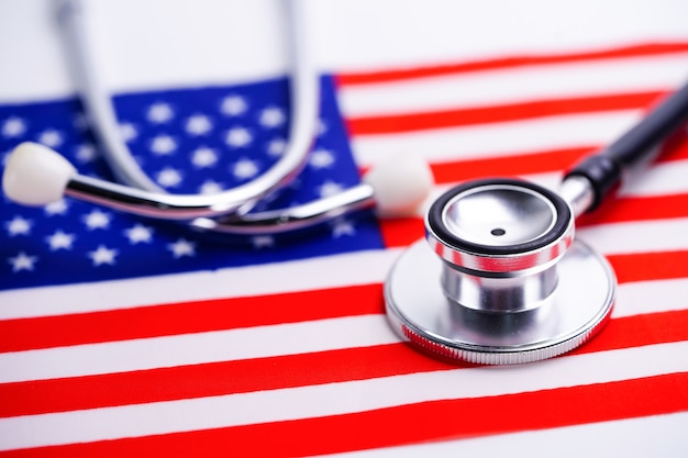 Stethoscope with USA America flag.