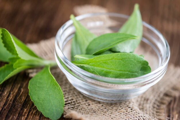 Stevia leaves selective focus