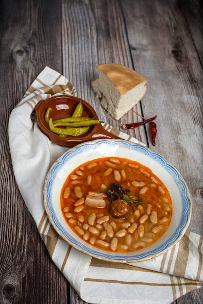 Stew of beans with chorizo and pork