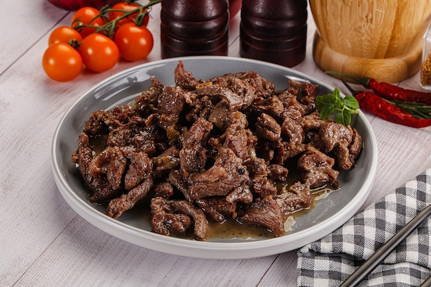 Stew beef slices with gravy