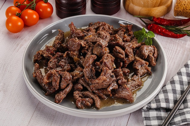 Stew beef slices with gravy