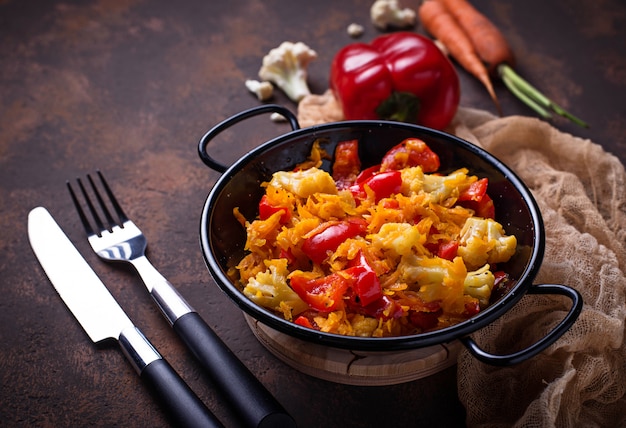 Stew vegetable in pan