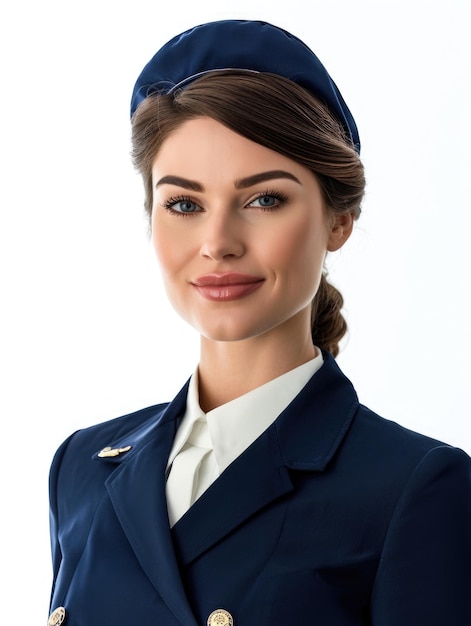 stewardess in white background