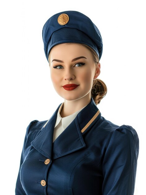 stewardess in white background