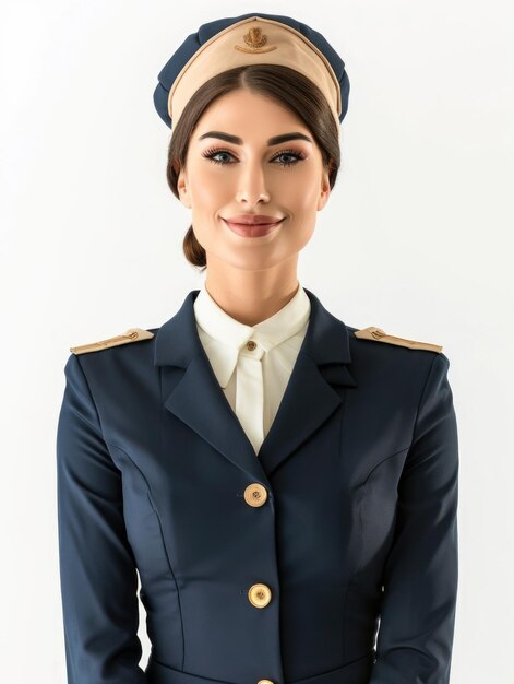 stewardess in white background