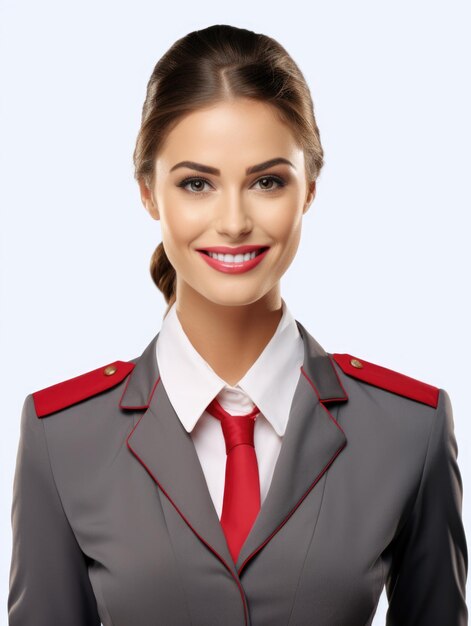 stewardess in white background