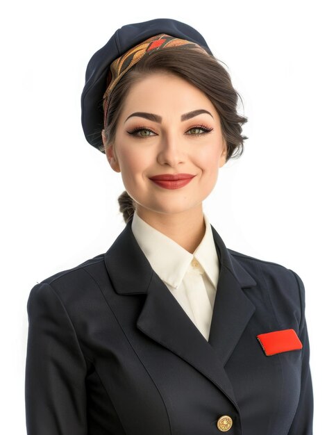 stewardess in white background