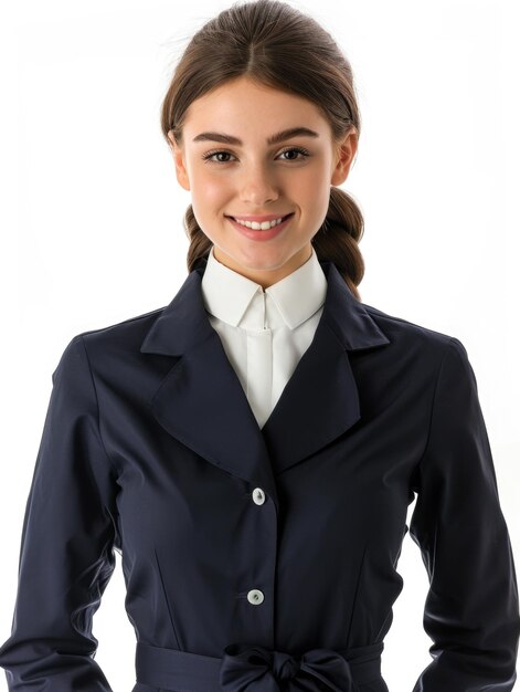 stewardess in white background