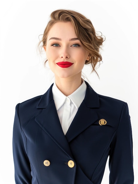 stewardess in white background