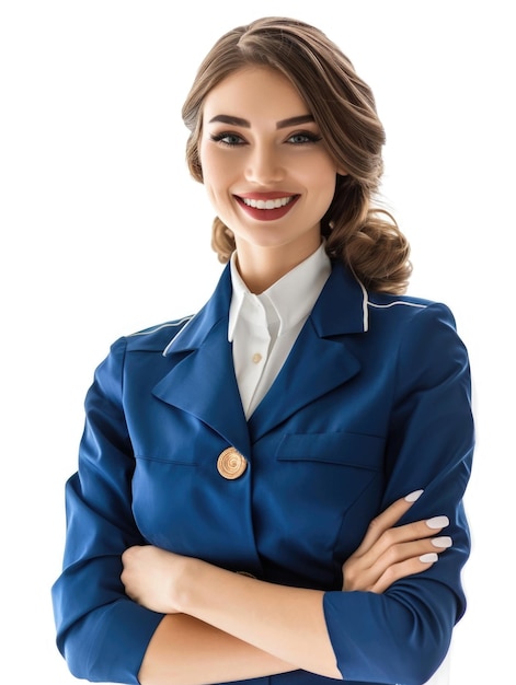 stewardess in white background