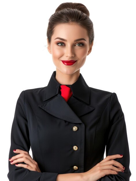 stewardess in white background