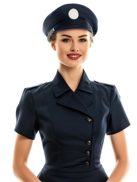 stewardess in white background