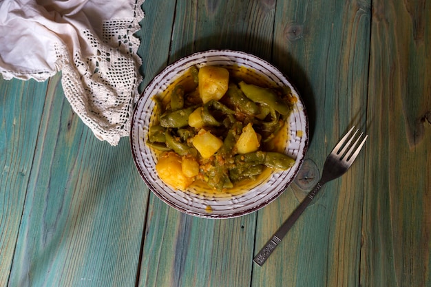 The stewed green beans closeup