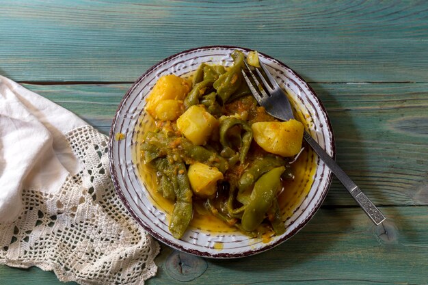 The stewed green beans closeup