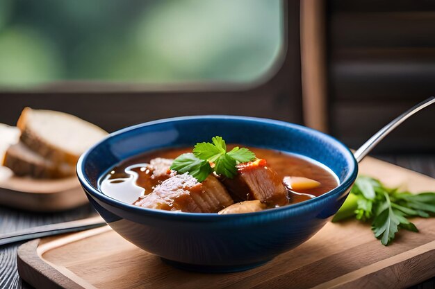 Stewed pork leg in gravy soup