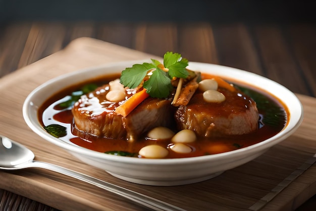 Stewed pork leg in gravy soup