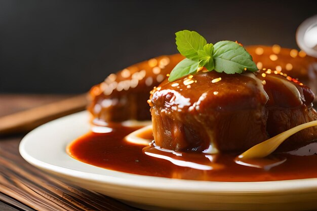 Photo stewed pork leg in gravy soup